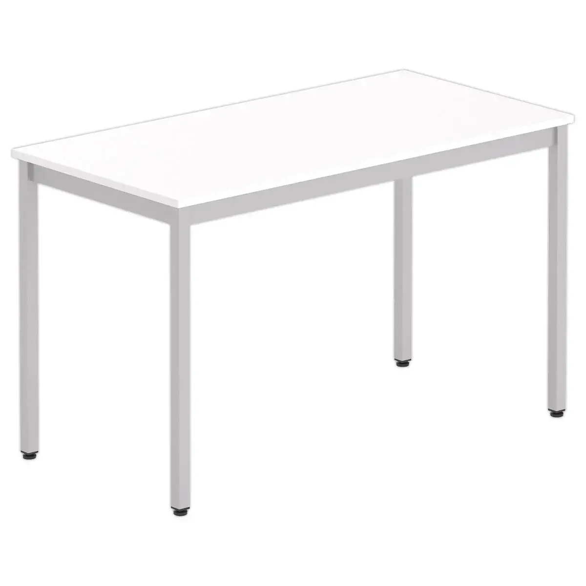 Table rectangulaire – 120 x 60 cm – Blanc et pieds aluminium