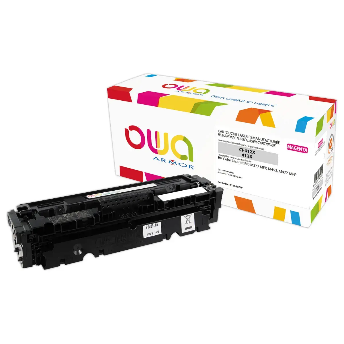 Toner &eacute;q. HP CF412X - Haute capacit&eacute; - Jaune - OWA 