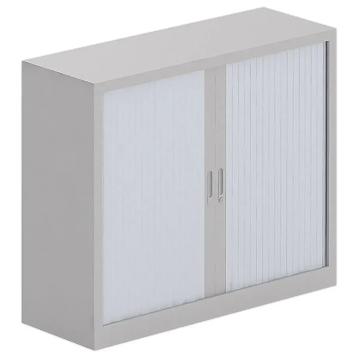 Armoire basse &agrave; rideaux m&eacute;talliques - 100 x 100 cm - Alu 