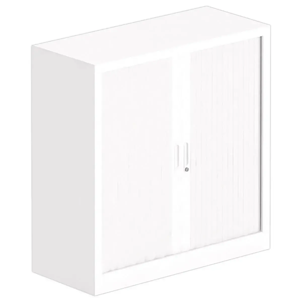 Armoire basse à rideaux métalliques - 100 x 100 cm - Blanc