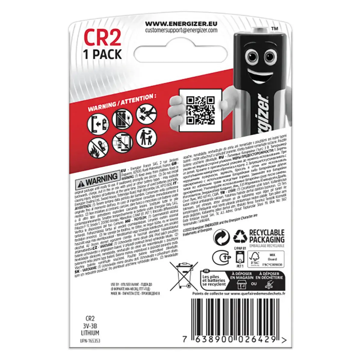 Pile lithium CR2 - 3V - ENERGIZER
