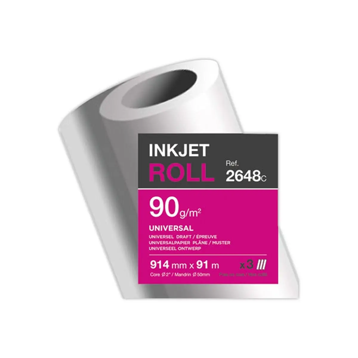 3 Rouleaux de papier non couch&eacute; CLAIREFONTAINE  0.914 X 91 m - 90g 