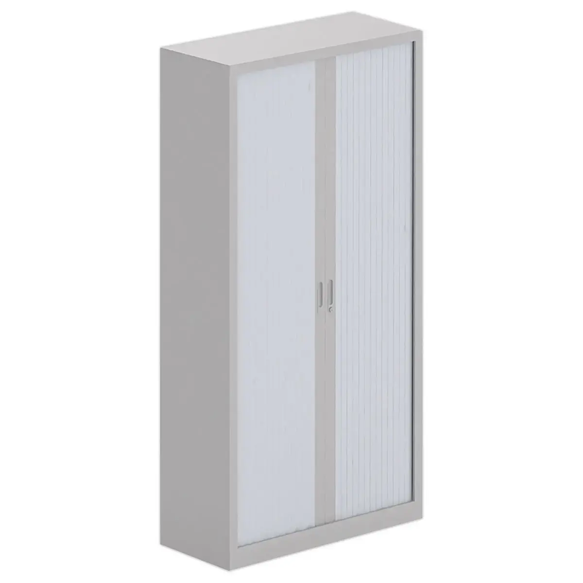 Armoire haute &agrave; rideaux m&eacute;talliques - Aluminium/Gris - 198x100 