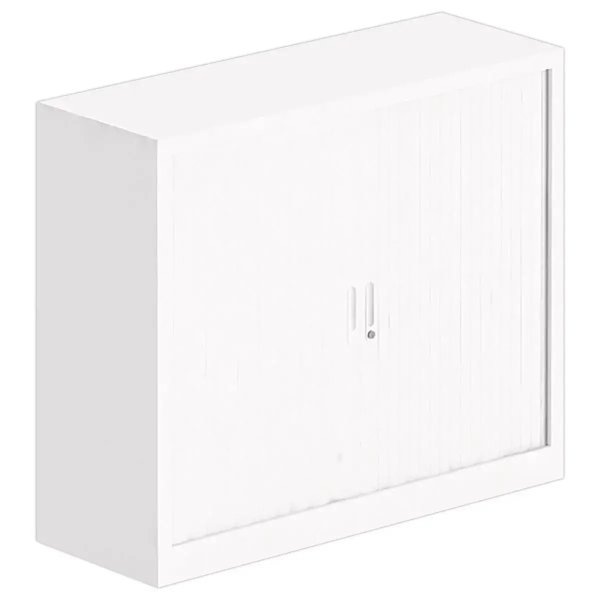 Armoire basse à rideaux - 100 x 120 cm - Blanc
