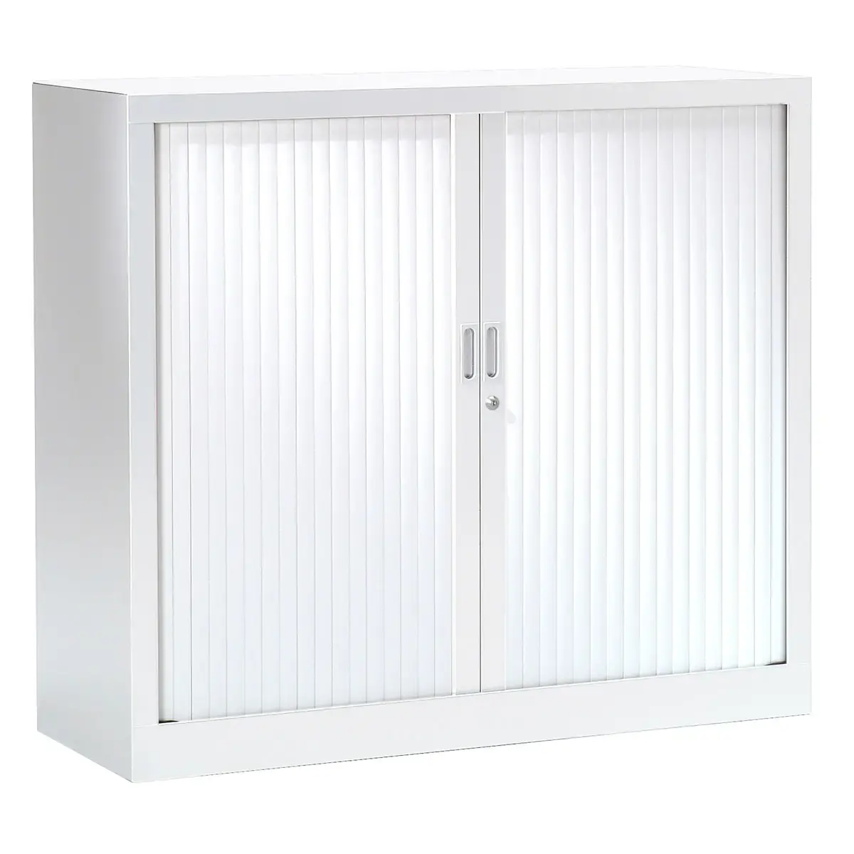 Armoire basse à rideaux - 100 x 120 cm - Blanc