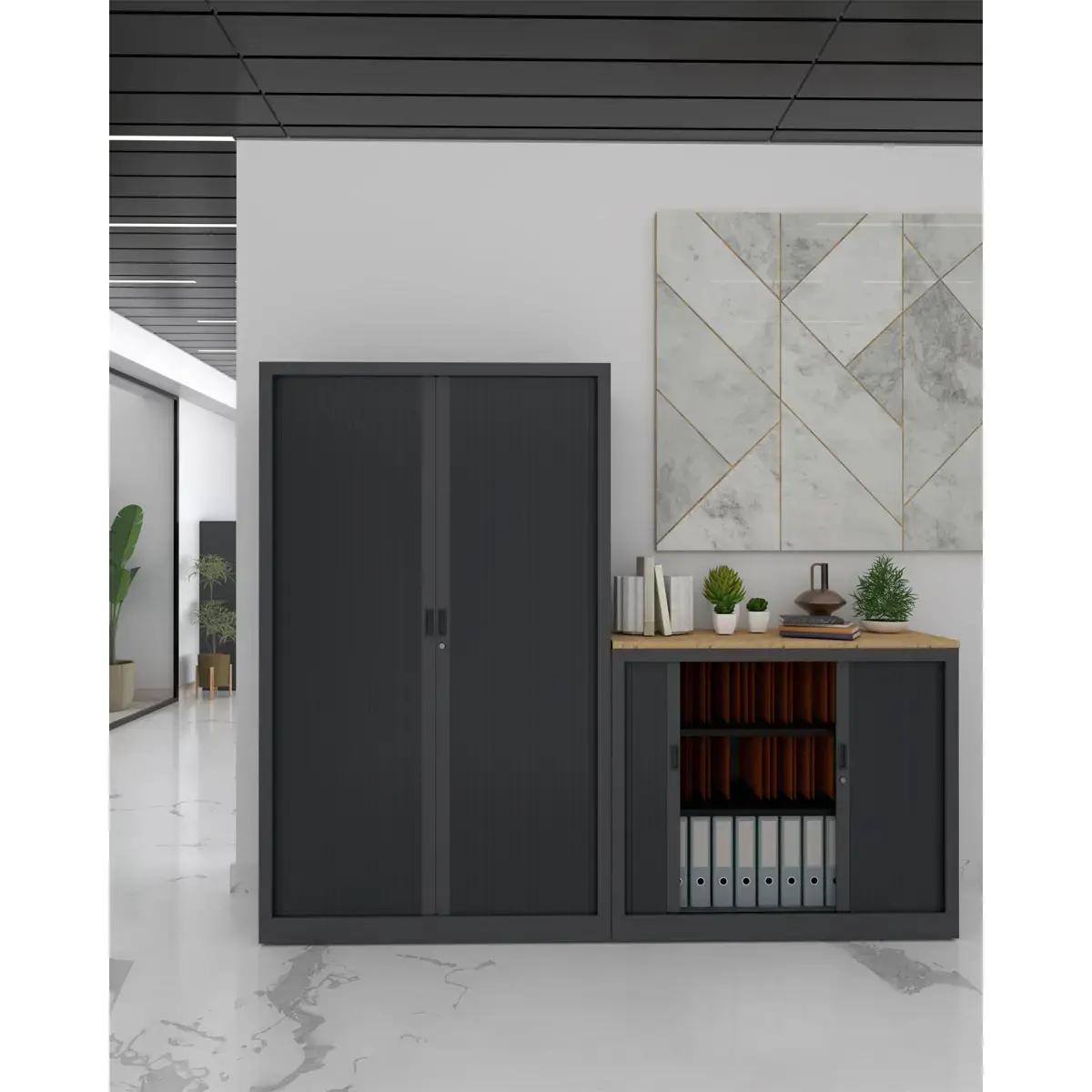 Armoire haute &agrave; rideaux 198x120 cm - anthracite 