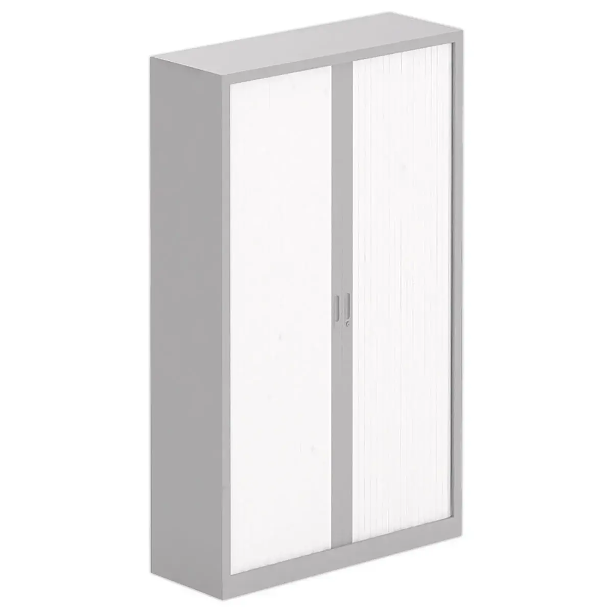 Armoire haute &agrave; rideaux - 198 x 120 cm - Alu et blanc 