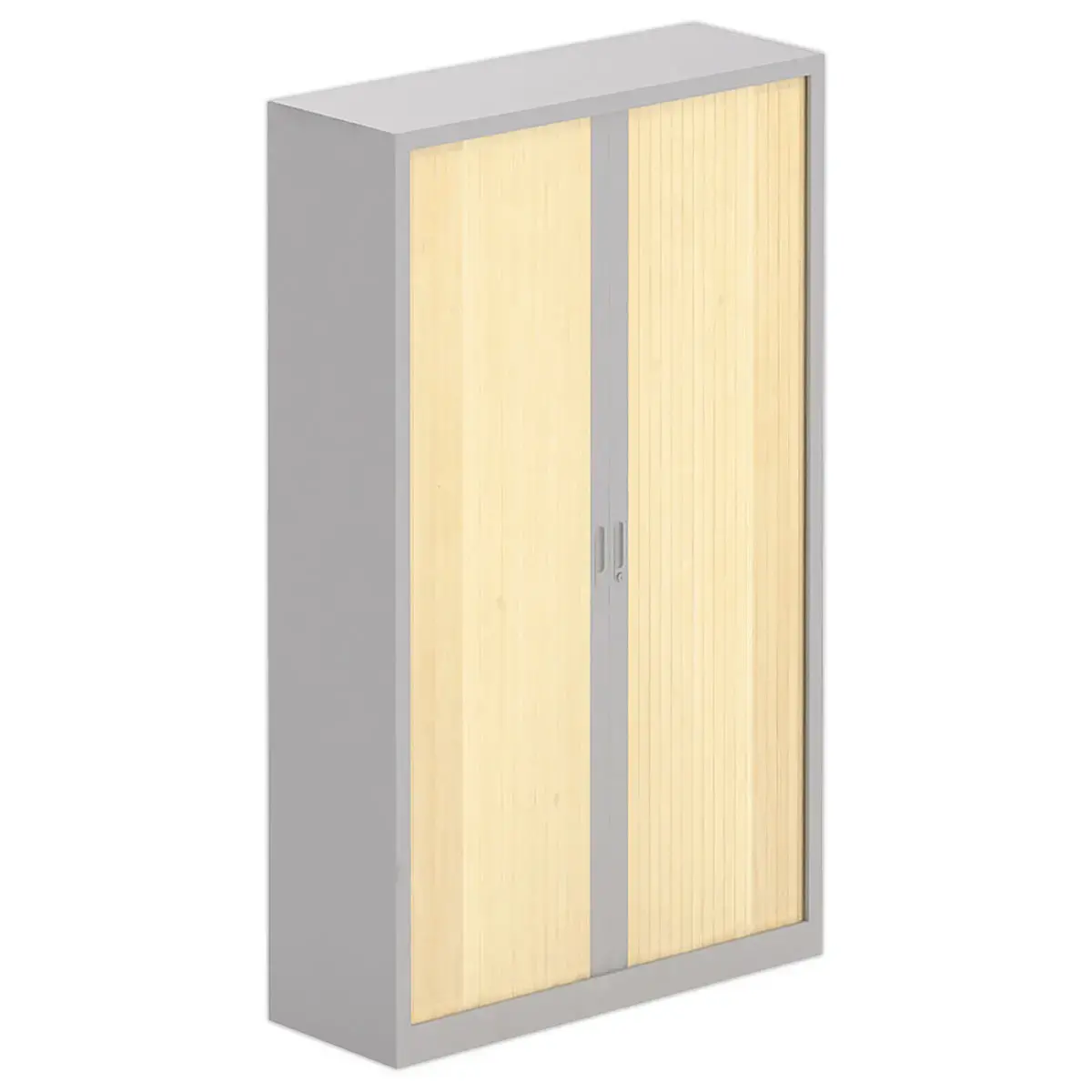 Armoire haute à rideaux 198 x 120 cm - Alu/hêtre