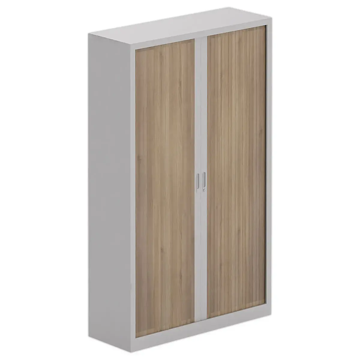 Armoire haute &agrave; rideaux - 198 x 120 cm - Alu/noyer 