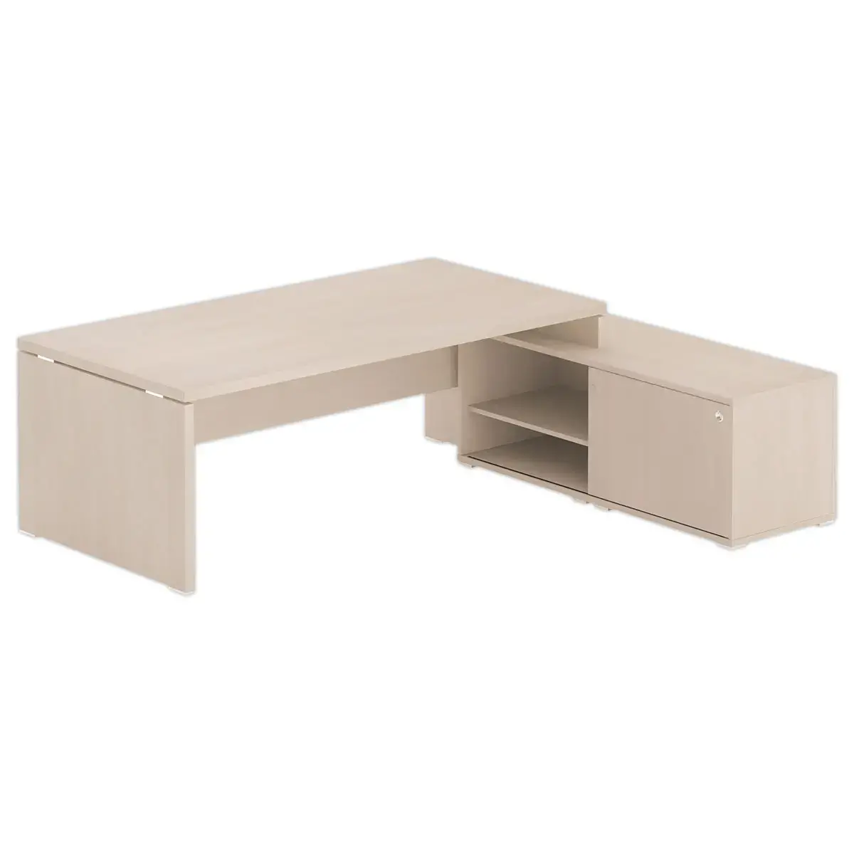 Bureau BOGOTA avec cr&eacute;dence &agrave; droite acacia 
