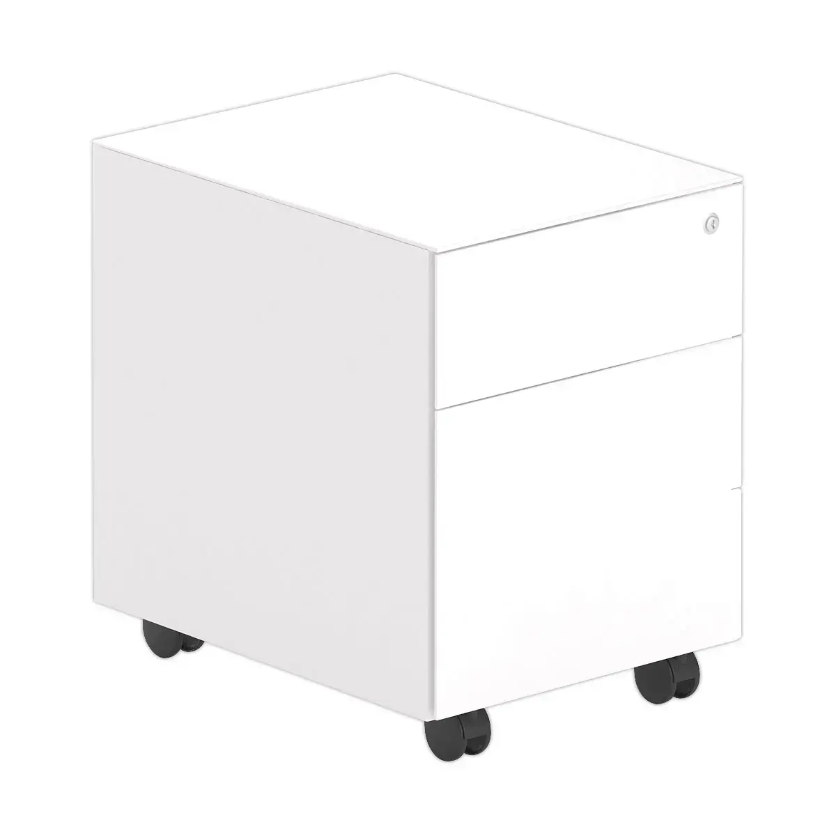Caisson mobile métallique 2 tiroirs avec plumier - Blanc