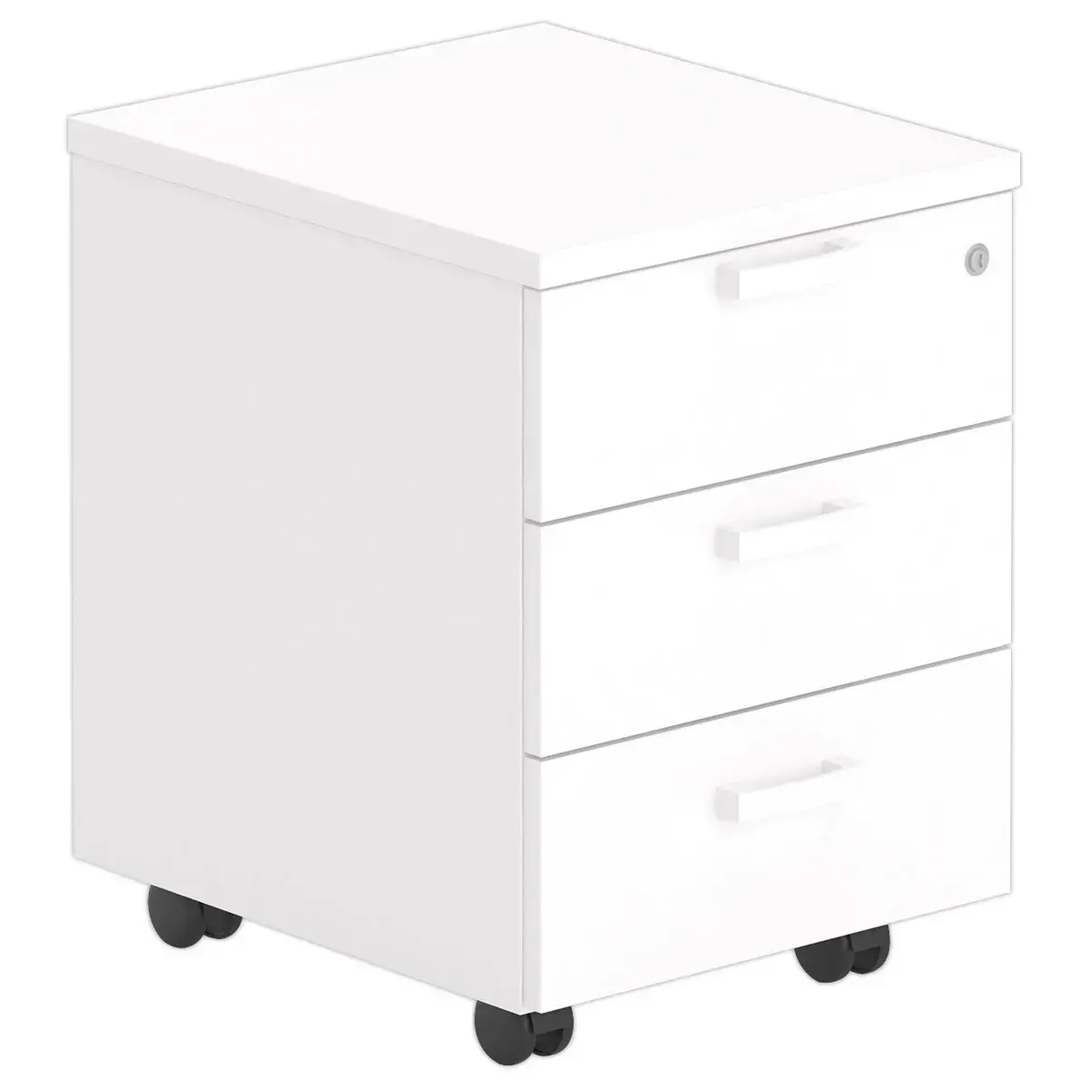 Caisson mobile mont&eacute; - M&eacute;lamin&eacute; blanc - 3 tiroirs 