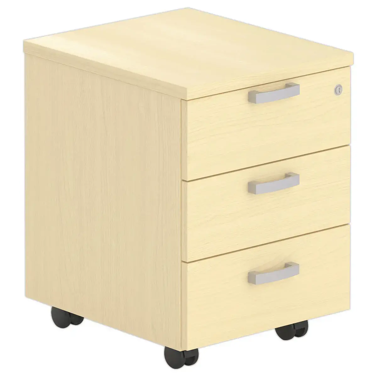 Caisson mobile monté - Mélaminé hêtre - 3 tiroirs