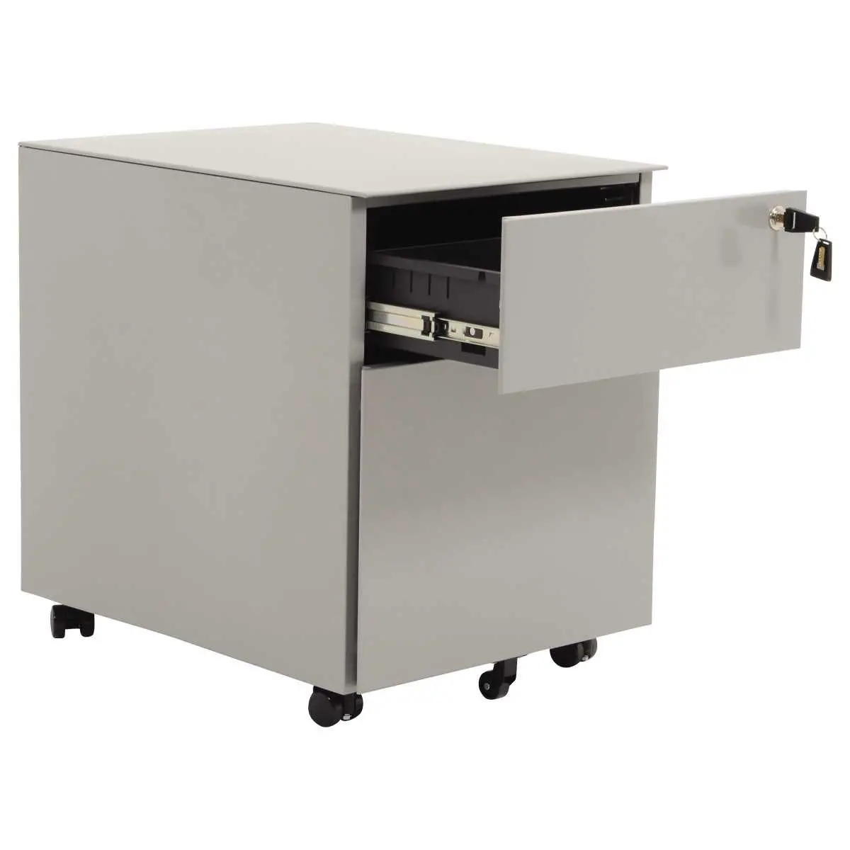 Caisson mobile en métal 2 tiroirs aluminium monté