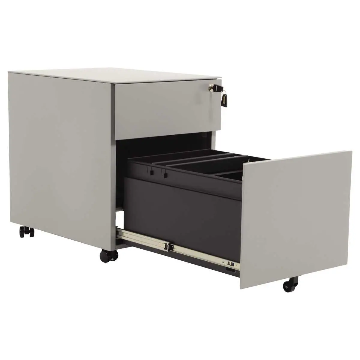 Caisson mobile en métal 2 tiroirs aluminium monté