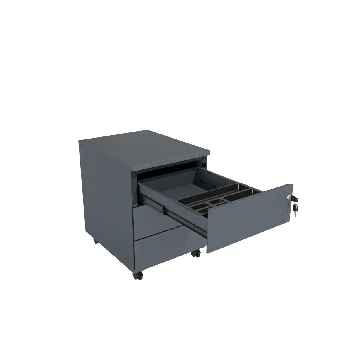 Caisson mobile métallique - 3 tiroirs - Anthracite - Monté