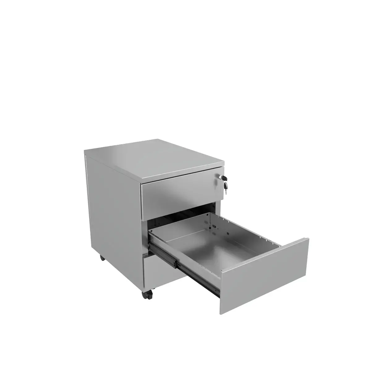 Caisson mobile en métal 3 tiroirs aluminium monté