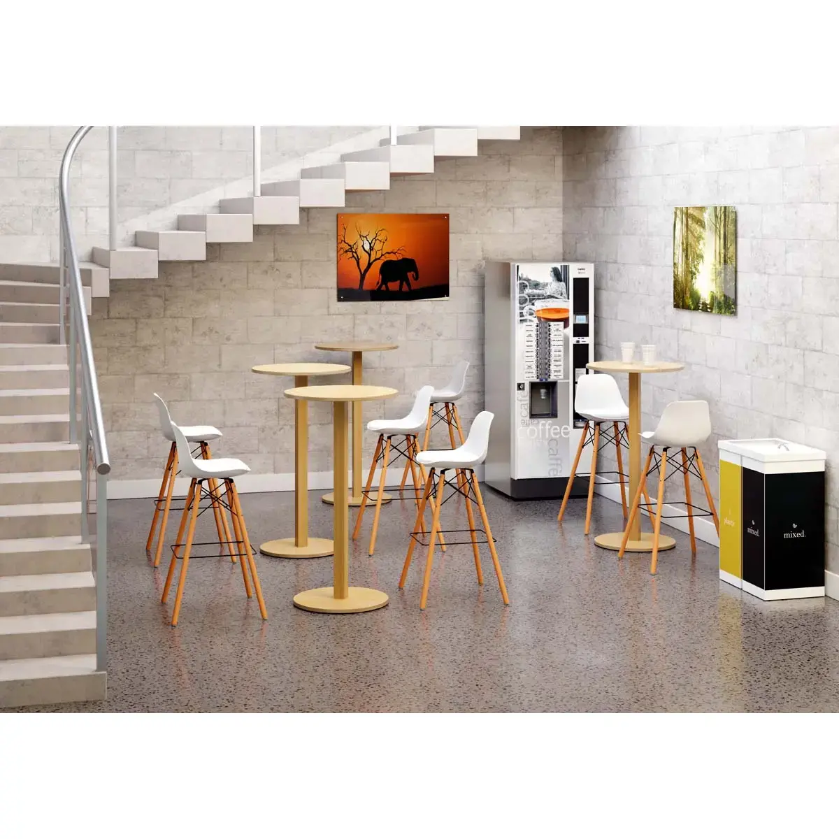 Table haute WOODY ronde 60 cm - hêtre montée