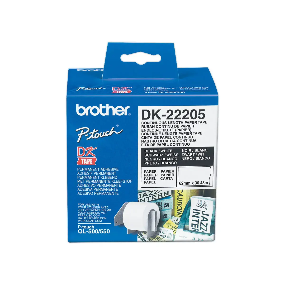 Rouleau d'&eacute;tiquettes QL BROTHER 62mmx30m continu DK22205 