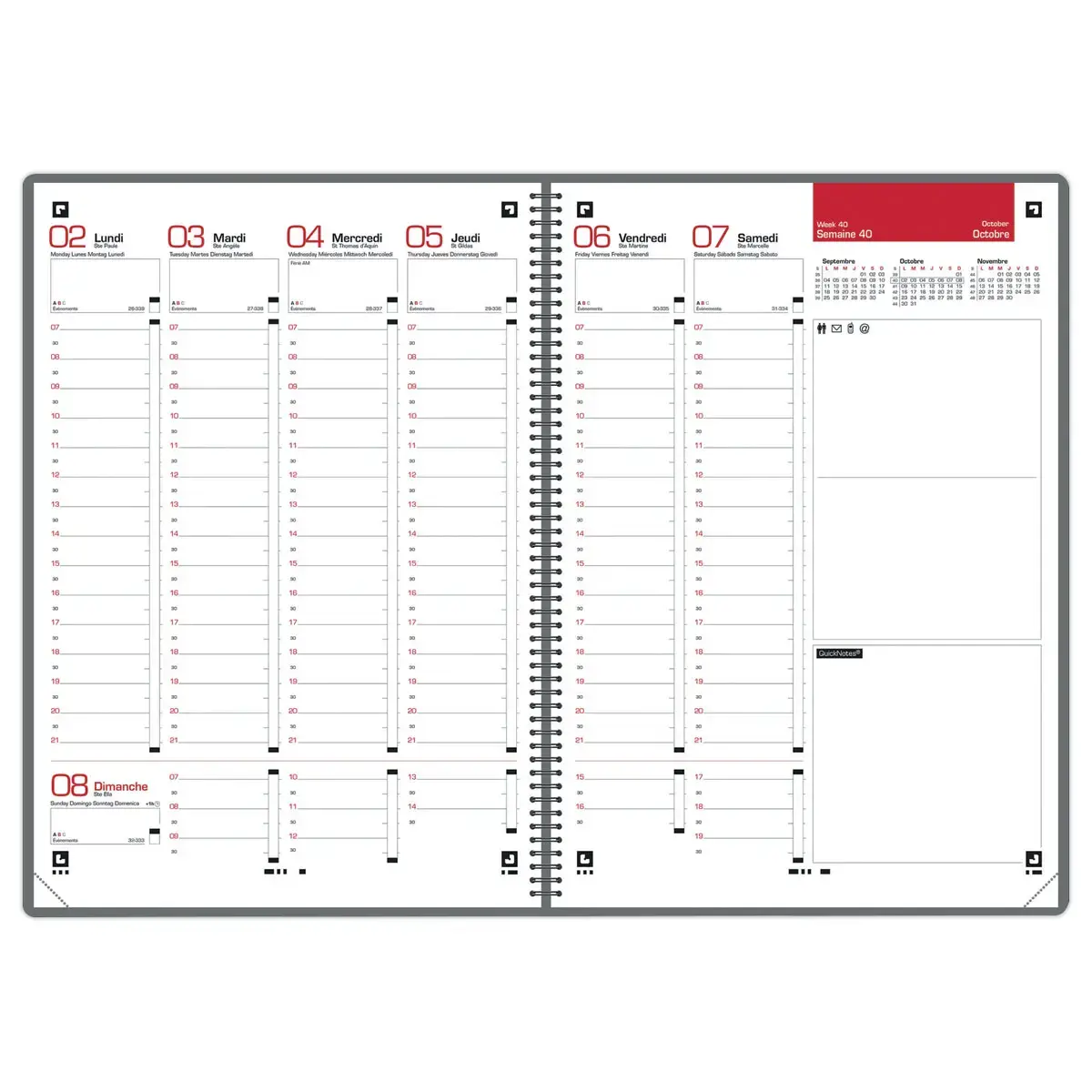 Agenda semainier Office - 15x21cm - Anthracite - Janvier à décembre - OXFORD