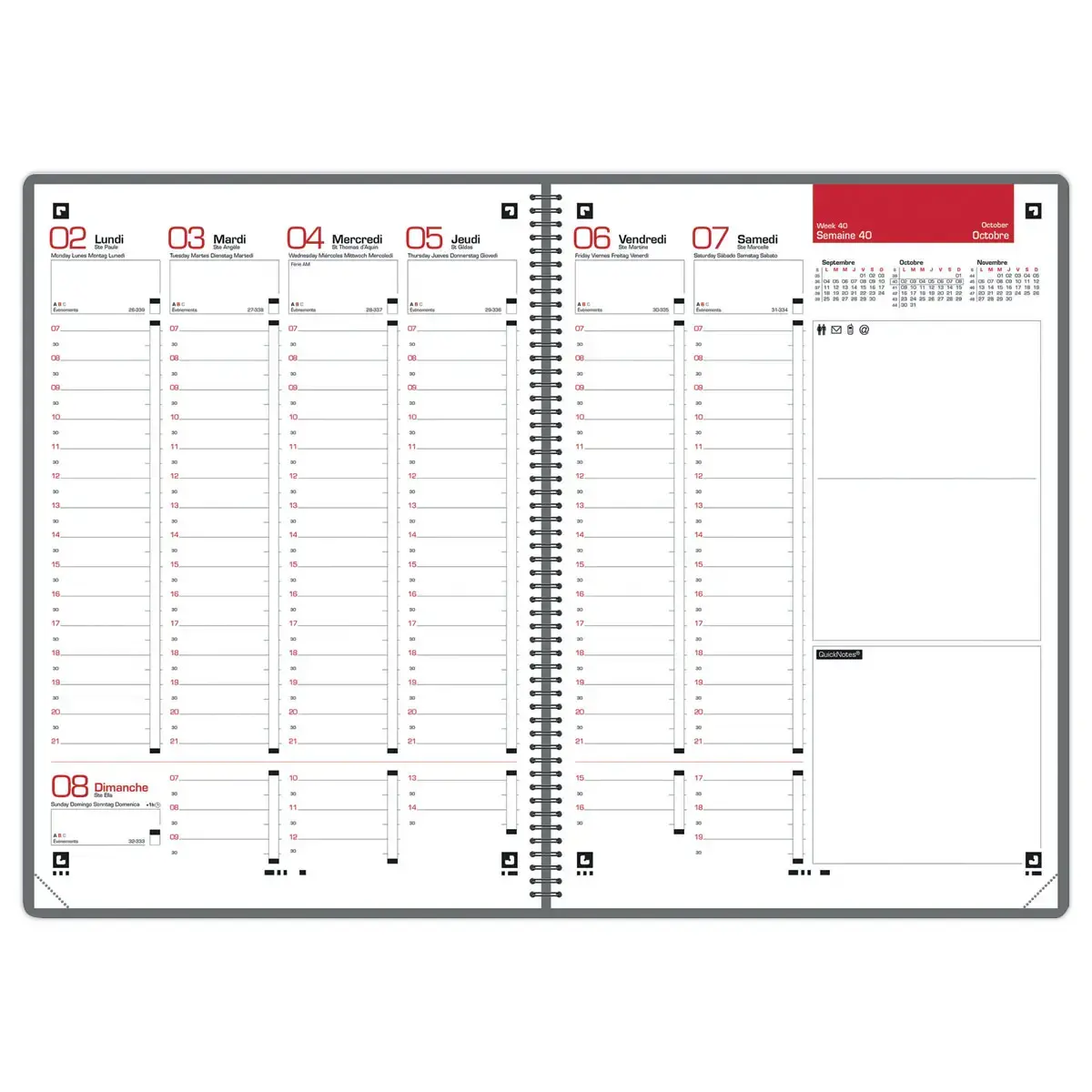 Agenda semainier  Office - 21x29,7cm - Anthracite - Janvier &agrave; d&eacute;cembre - OXFORD 