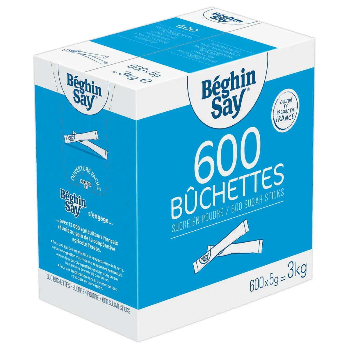 Bûchettes de sucre en poudre - boîte de 600