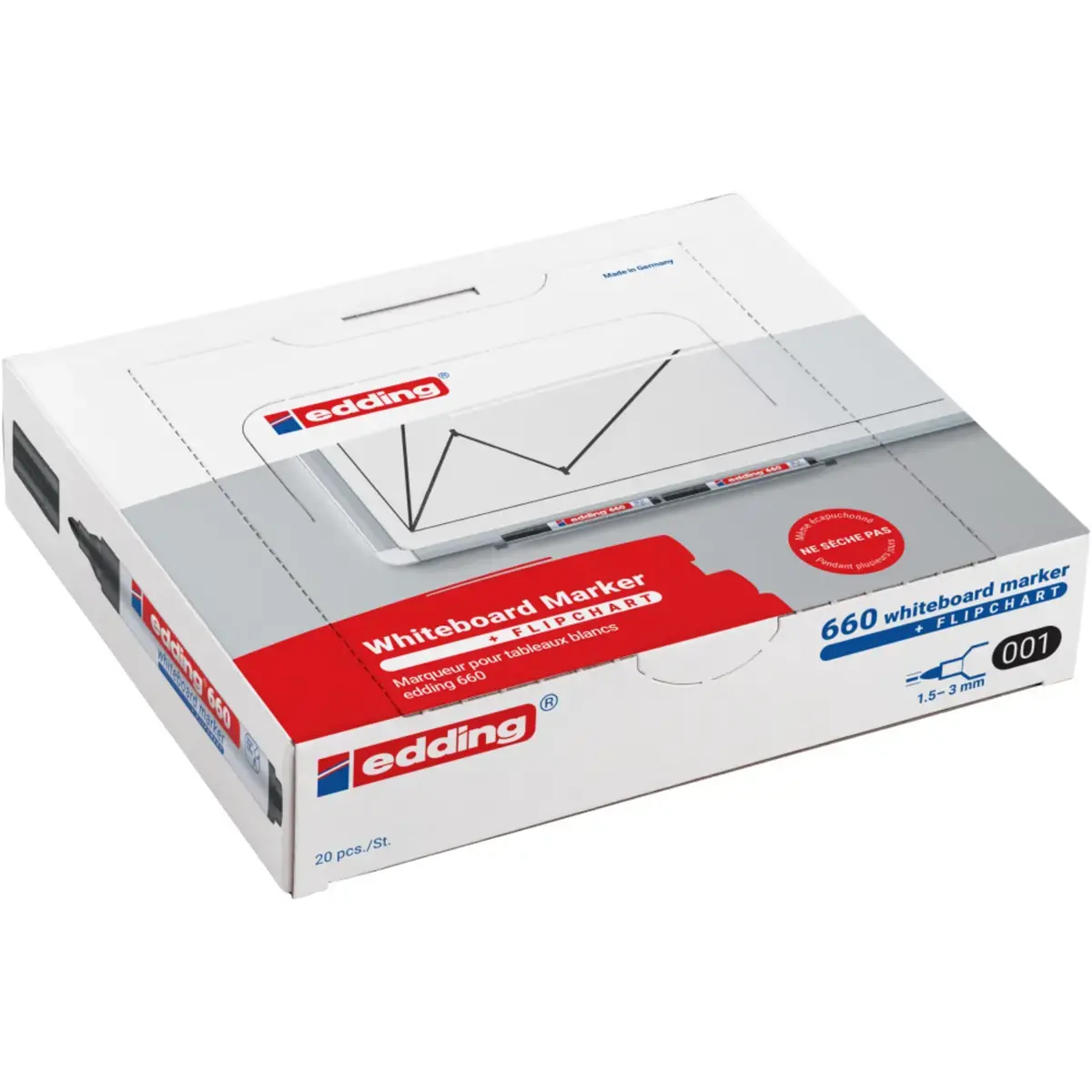 20 Marqueurs 660 (17+3 offerts) - Pointe ogive pour tableaux blancs - EDDING