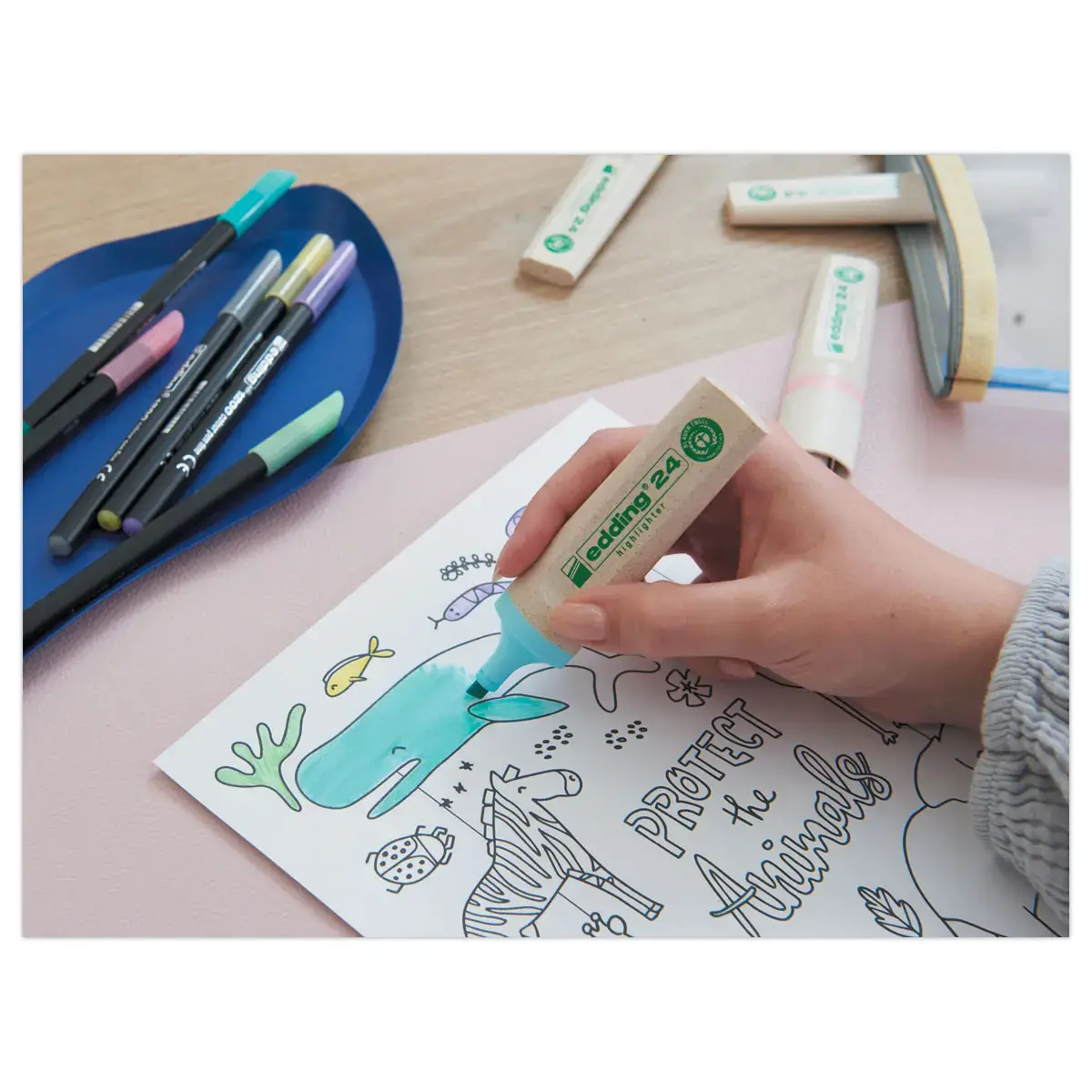 Surligneur - pointe large - ECOLINE E24 - bleu clair - EDDING