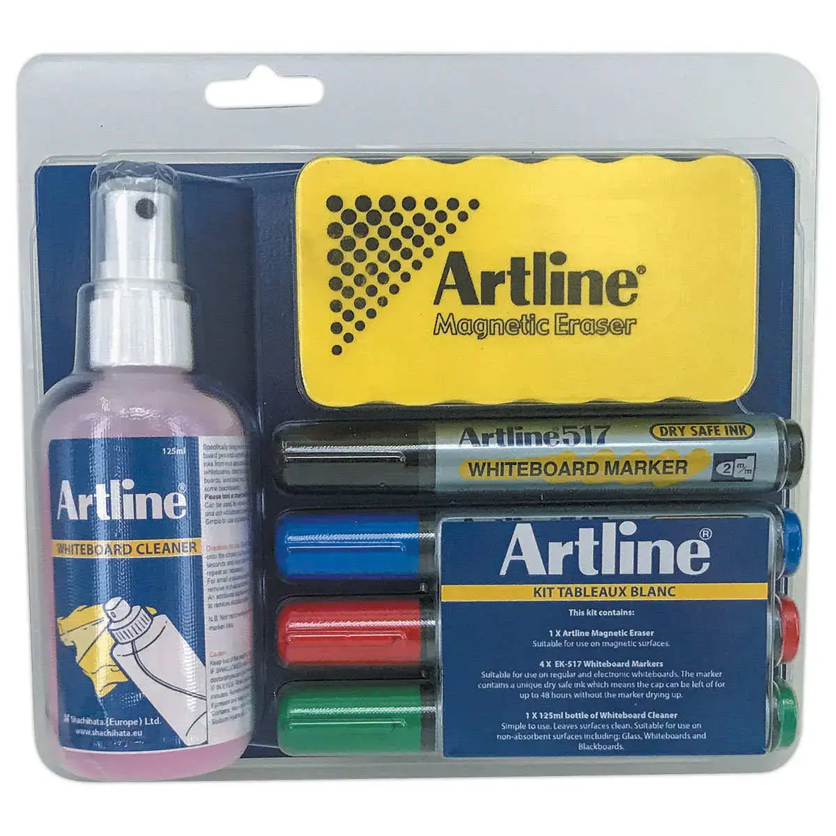 Kit de nettoyage + 4 marqueurs effaçables 517 pointe ogive - ARTLINE