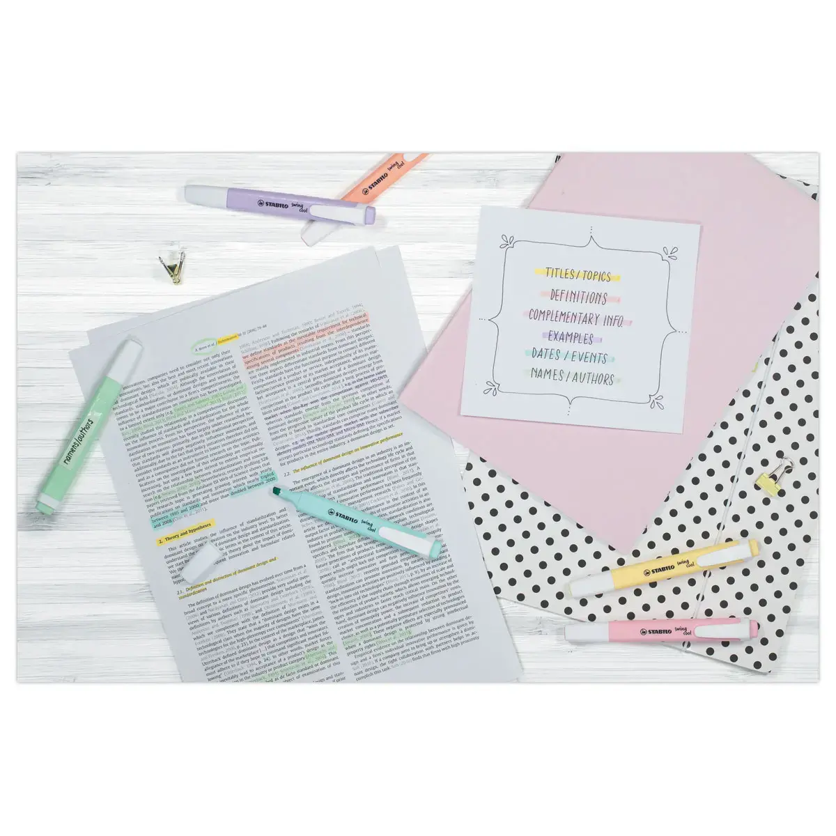 6 Surligneurs swing cool Pastel - Pointe biseautée - Coloris assortis - STABILO