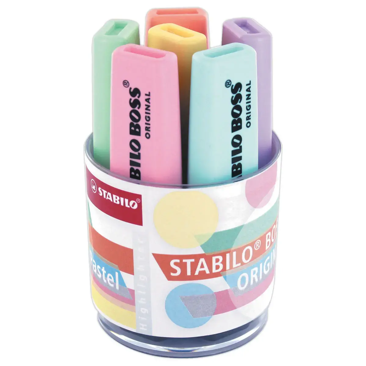 6 Surligneurs BOSS ORIGINAL Pastel - Pointe biseaut&eacute;e - Coloris assortis - STABILO 