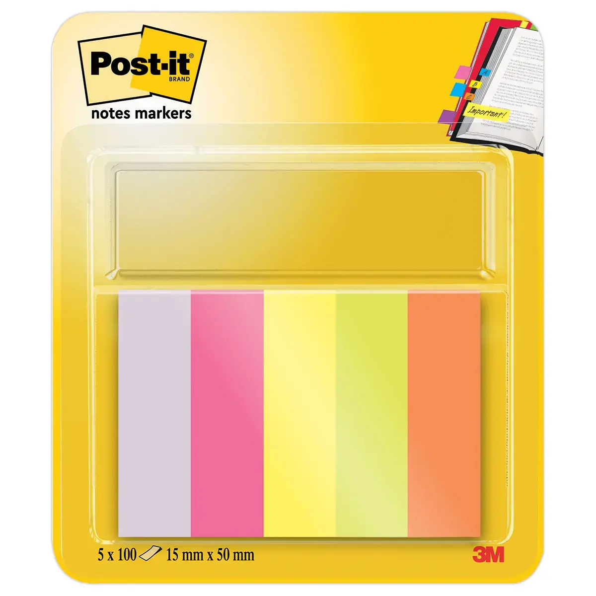 500 Marque-pages en papier - Couleurs néon - POST-IT