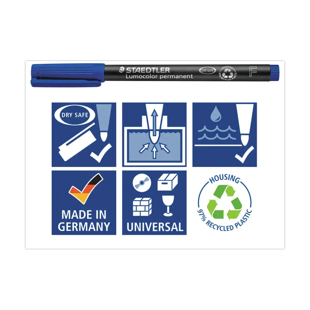 Feutre permanent universel Lumocolor - 0.6 mm - Bleu - STAEDTLER