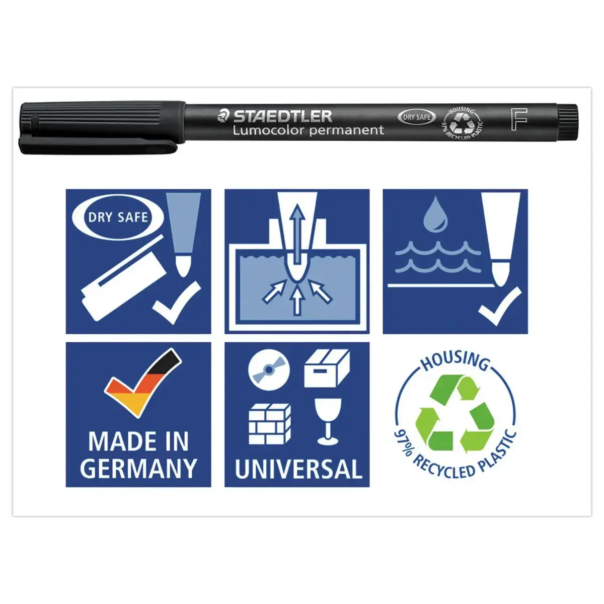 Feutre permanent universel Lumocolor - 0.6 mm - Noir - STAEDTLER