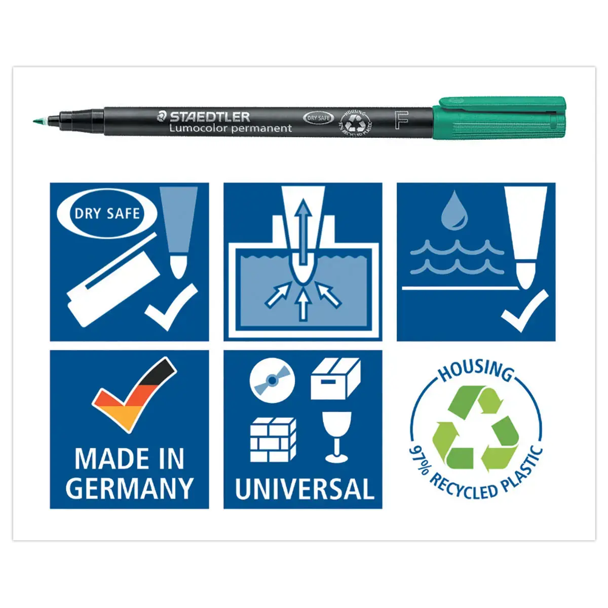 Feutre permanent universel Lumocolor - 0.6 mm - Vert - STAEDTLER 