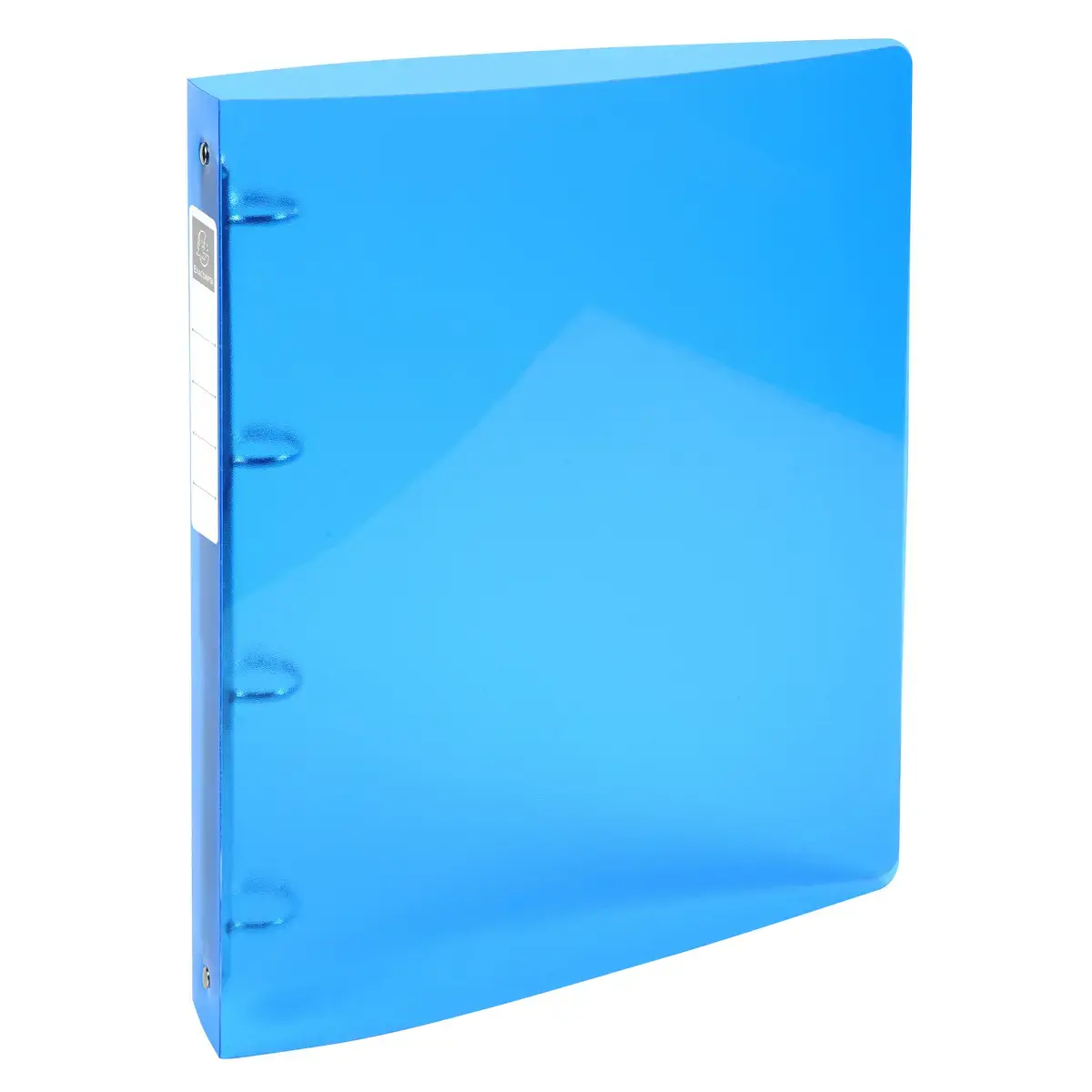 Classeur 4 anneaux polypropyl&egrave;ne transparent glac&eacute; - Dos 4 cm - Bleu - Exacompta 