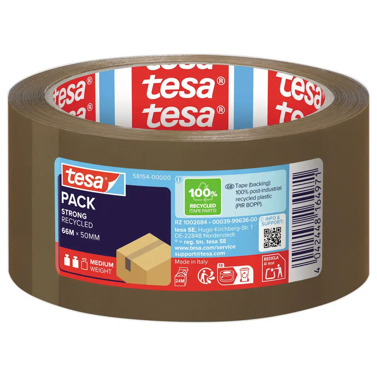 Rouleau d'adhésif Havane ECO Strong - 66 m x 50 mm - Tesa