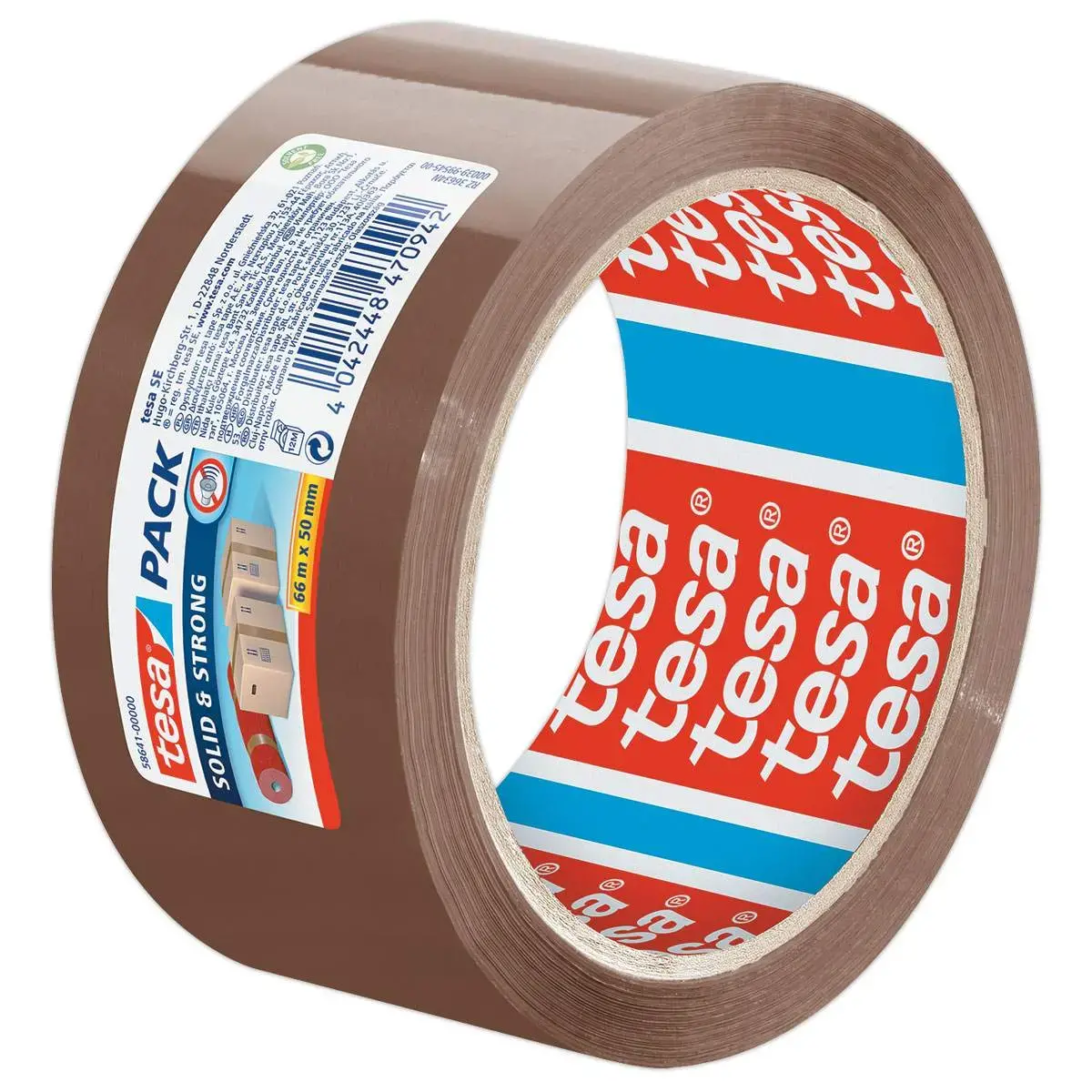 Rouleau d'adh&eacute;sif PP havane Solidstrong - 66m x 50mm - Tesa 
