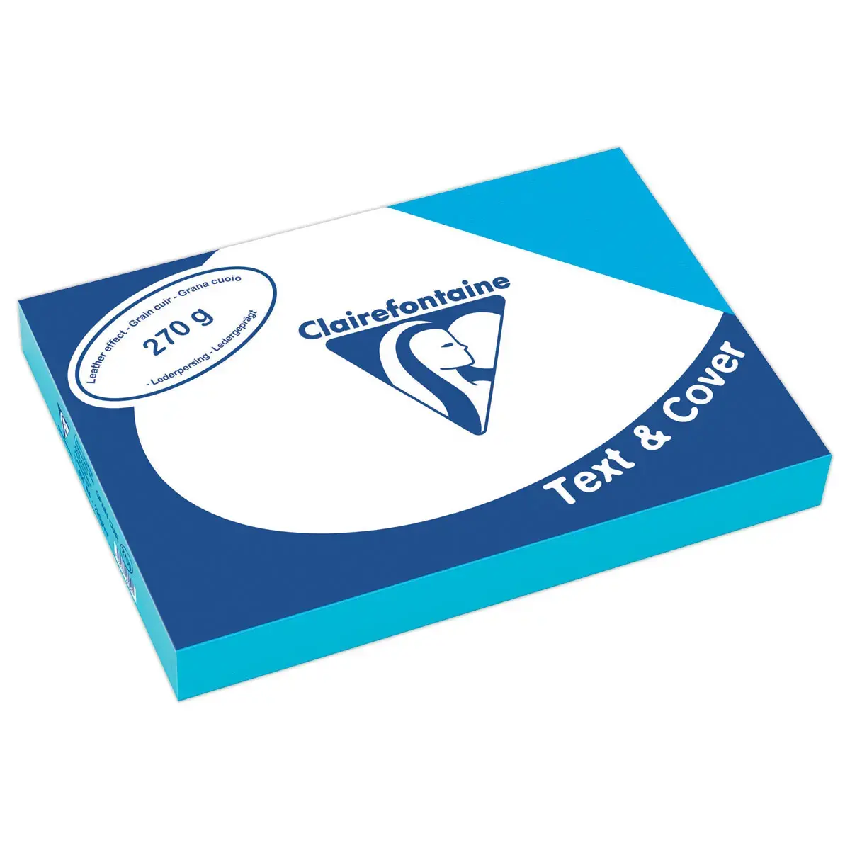 100 Couvertures grain cuir Text&Cover - A4 - 270g - bleu clair - CLAIREFONTAINE