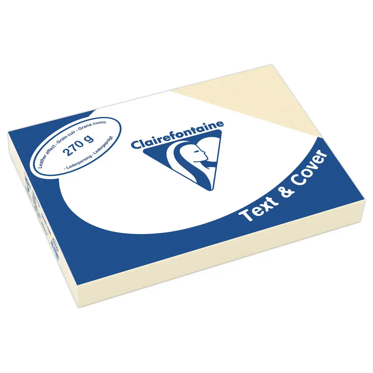 100 Couvertures grain cuir Text&Cover - A4 - 270g - Beige - Clairefontaine