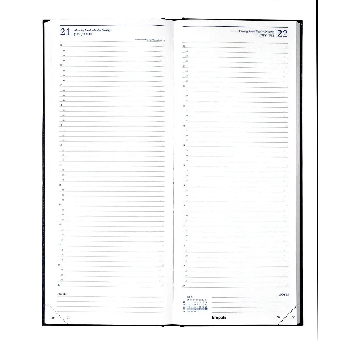 Agenda journalier banque Saturnus Travers - 12,8x33 cm - Noir - Janvier à décembre - BREPOLS