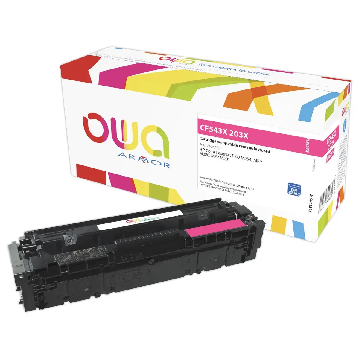 Toner &eacute;q. HP CF543X - Haute capacit&eacute; - Magenta - OWA 