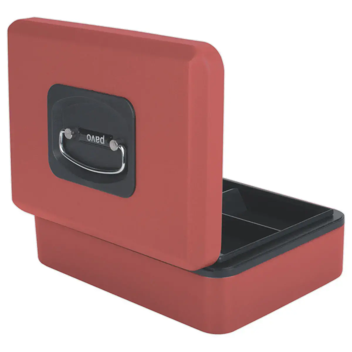Caissette à monnaie 3 compartiments ouverture bouton poussoir rouge