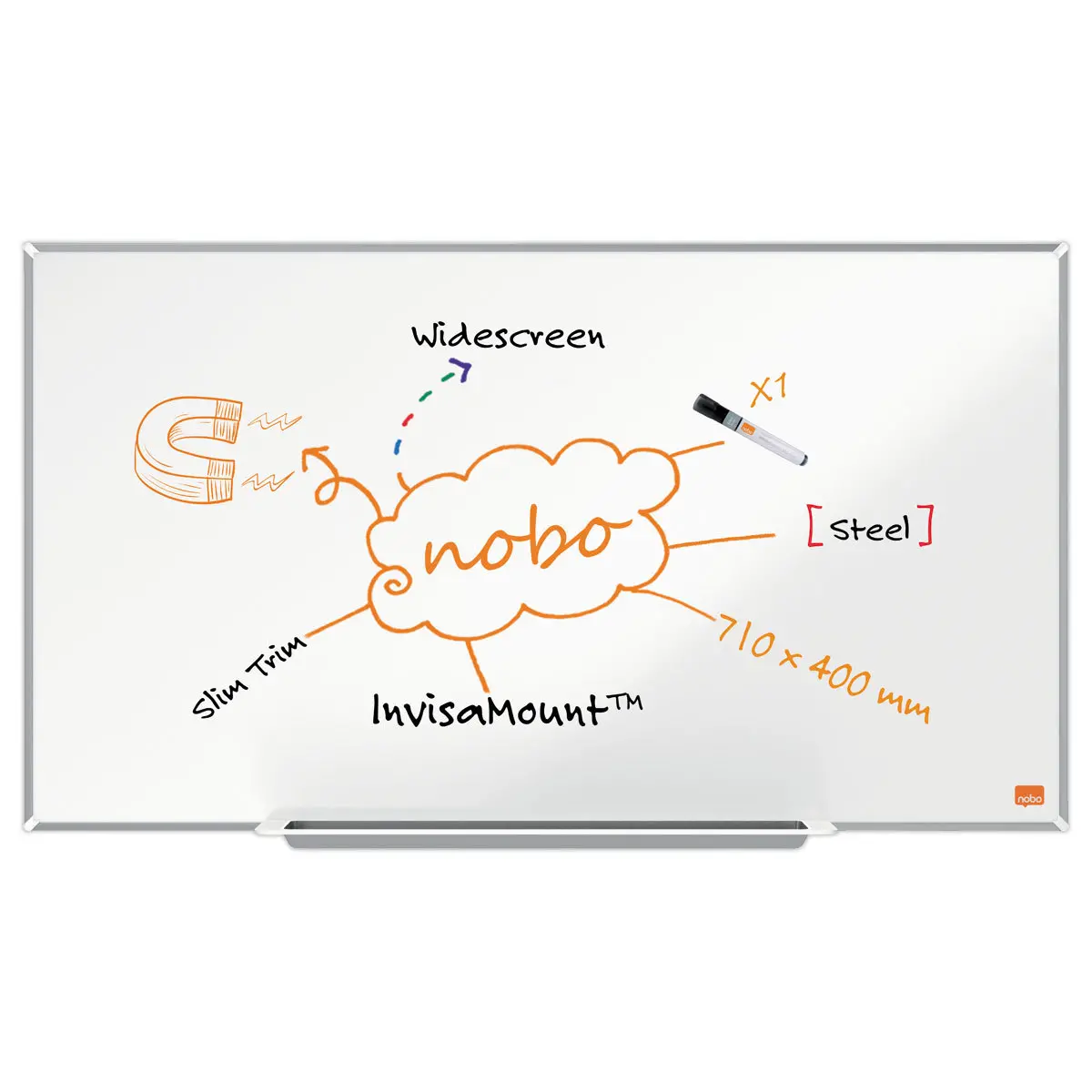 Tableau blanc magnétique - 71 x 40 cm - Impression Pro - NOBO