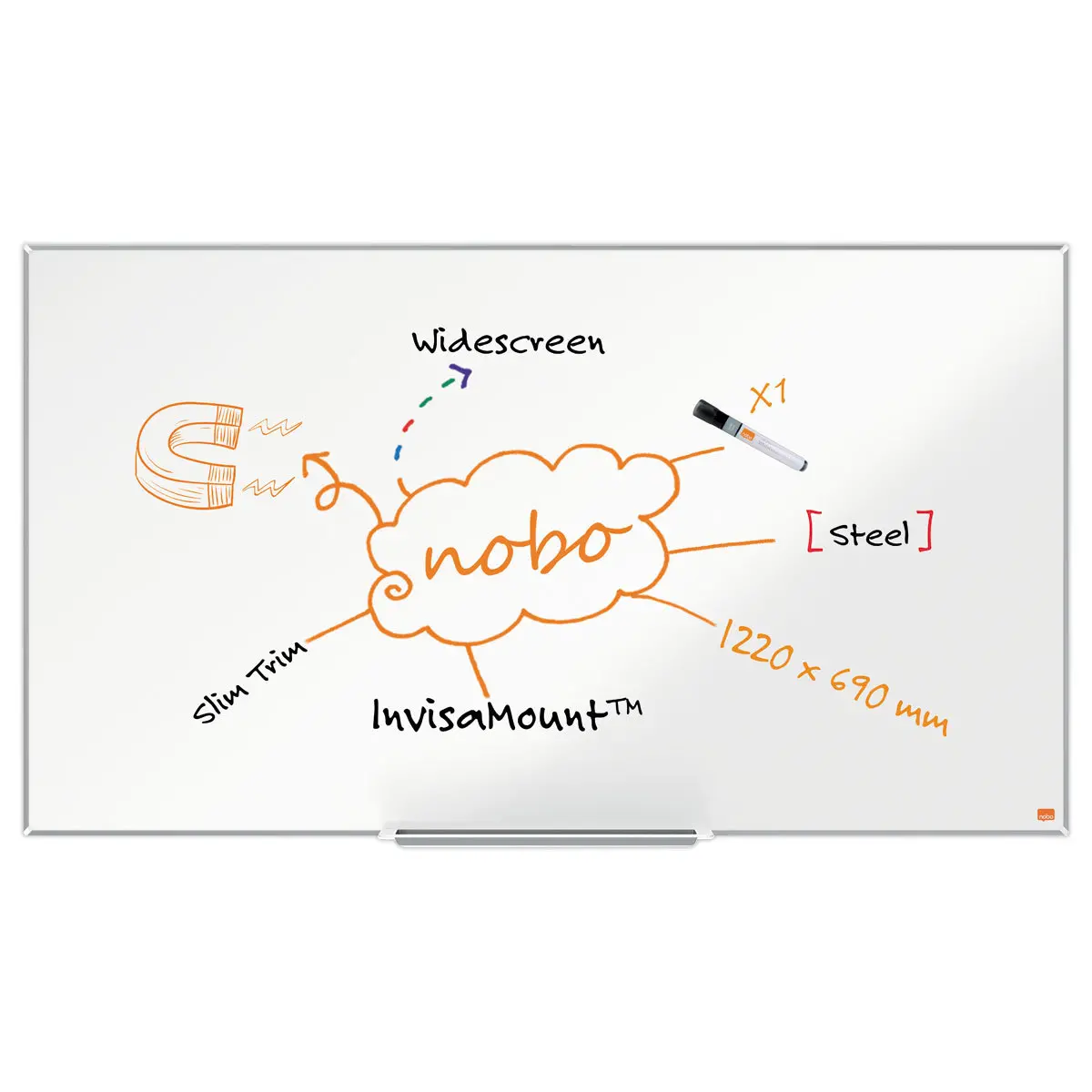 Tableau blanc magn&eacute;tique - 122 x 69 cm - Impression Pro - NOBO 