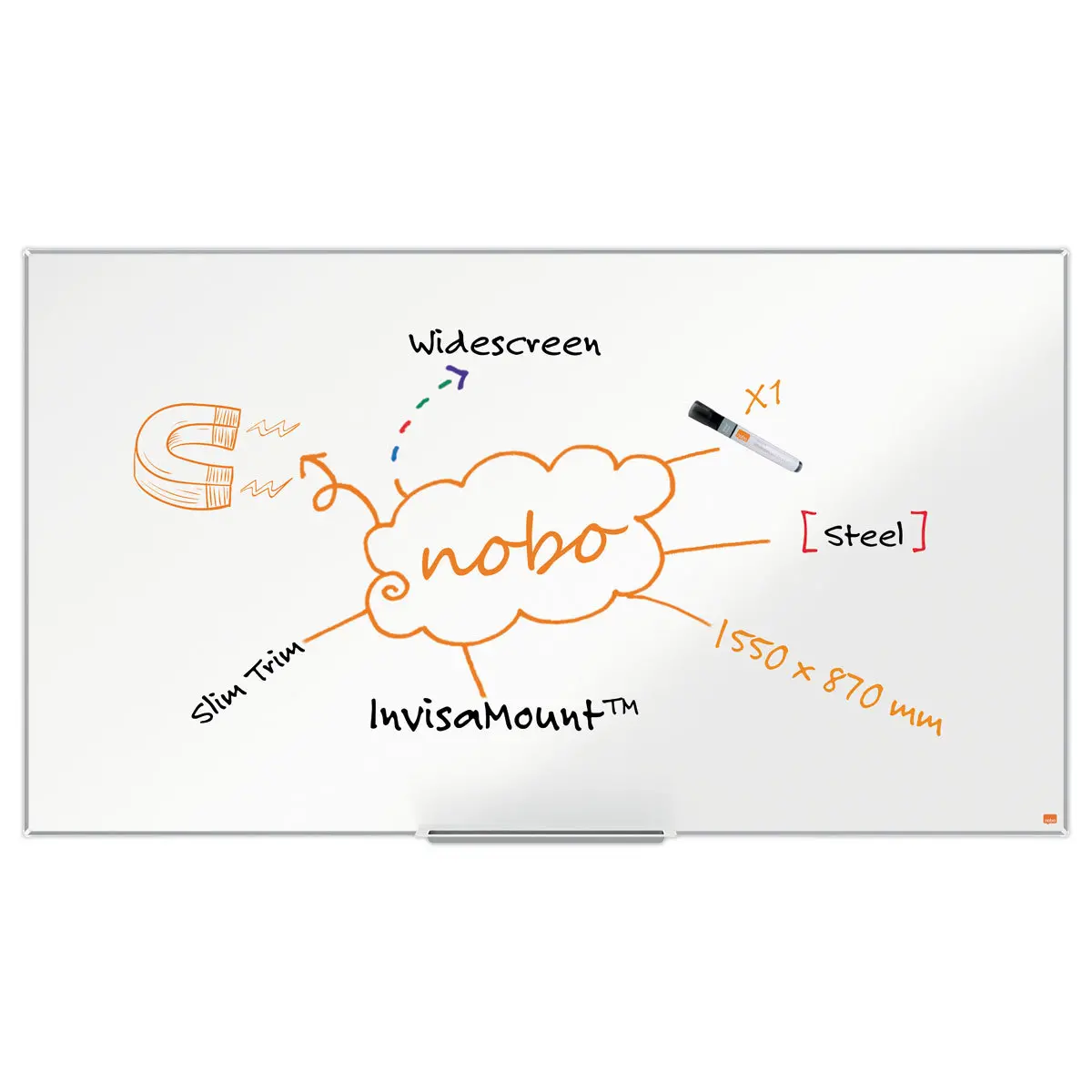 Tableau blanc magnétique - 155 x 87 cm - Impression Pro - NOBO