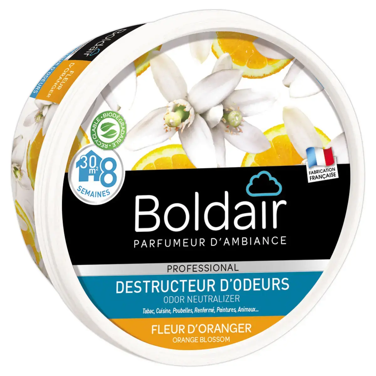 Gel solide destructeur d'odeurs - 300g - Parfum fleur d'oranger - BOLDAIR