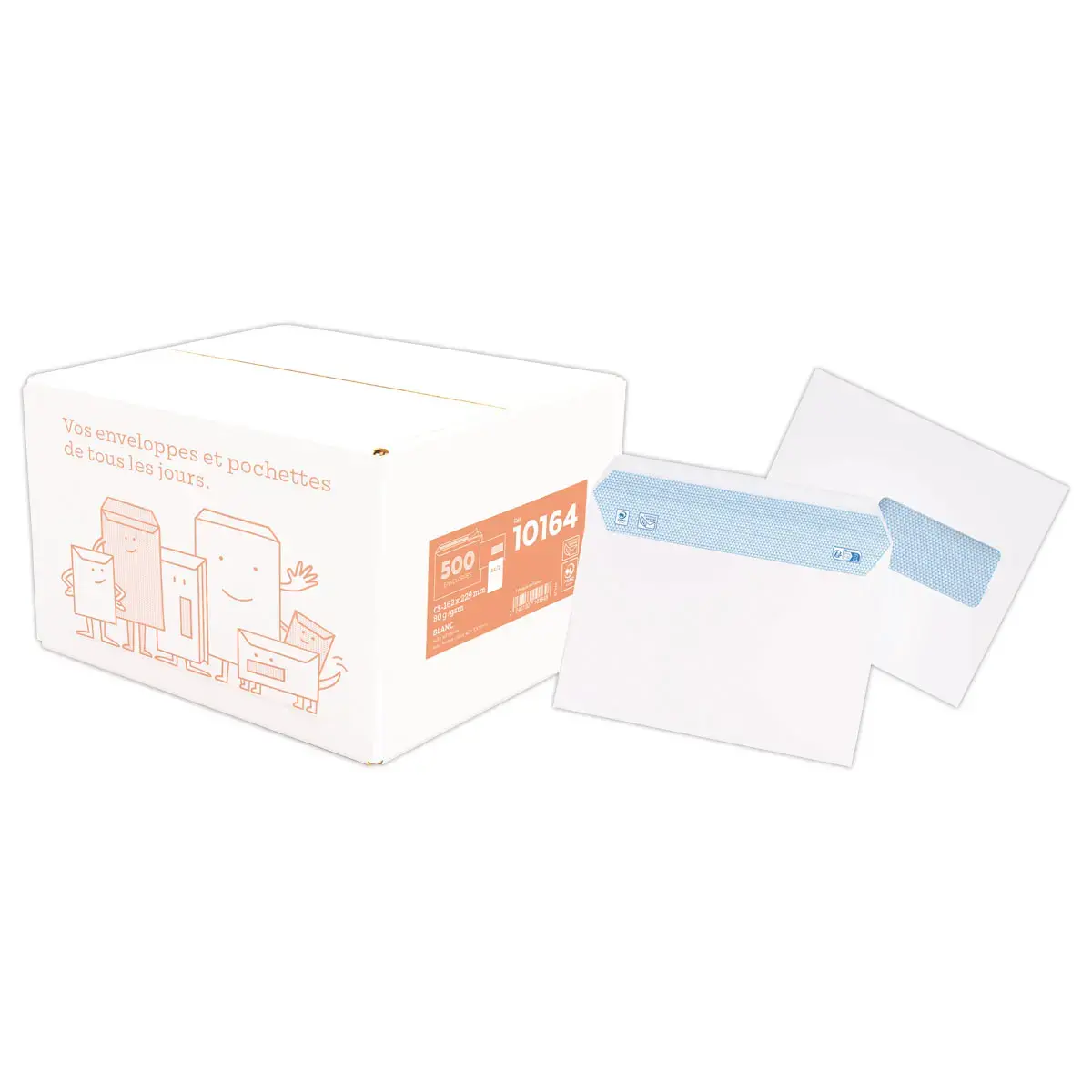 500 Enveloppes blanches avec fenêtre - 80 g - 162 x 229 mm - GPV EVERYDAY