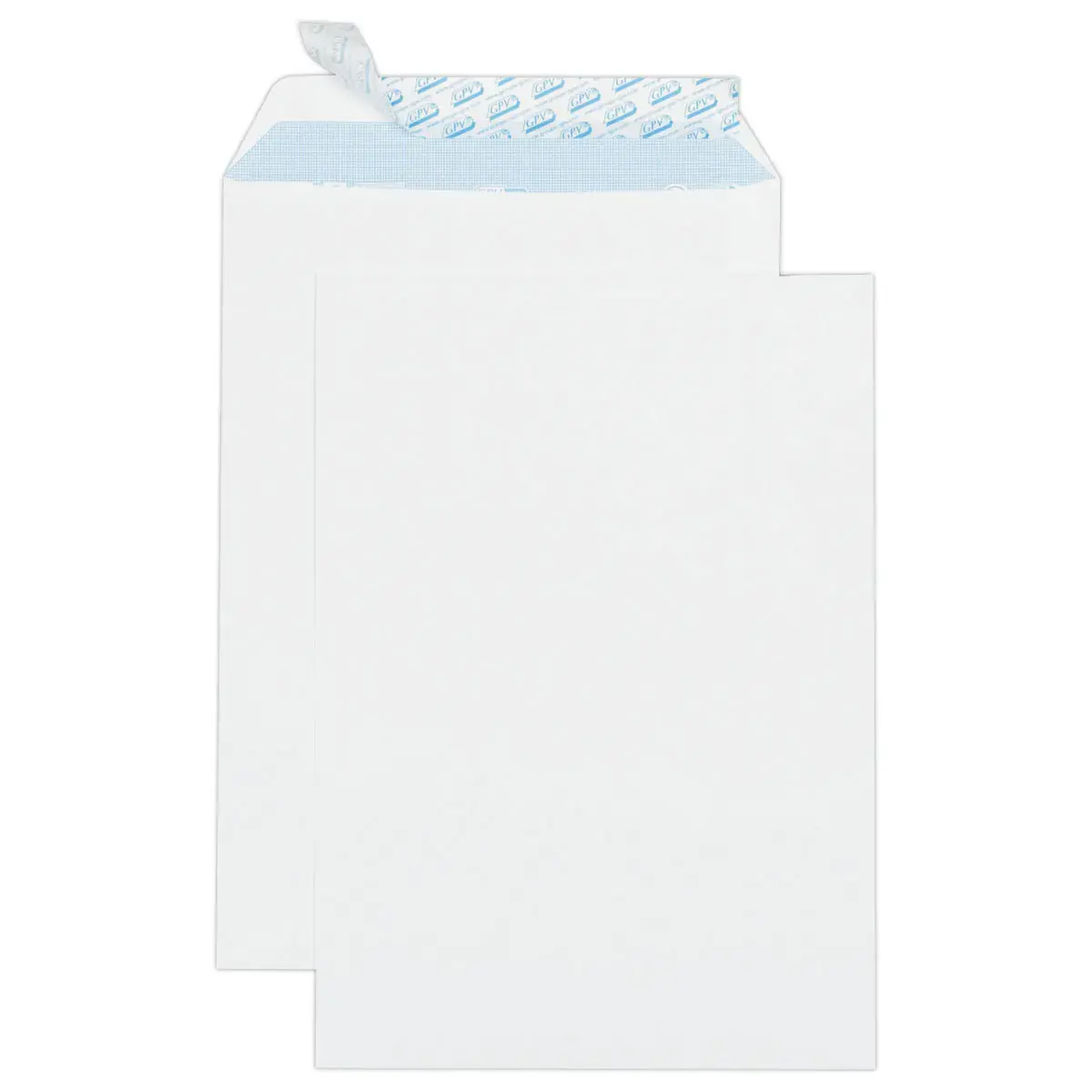 50 Pochettes blanches bande siliconée - 229x324 mm - sans fenêtre - 90g - GPV