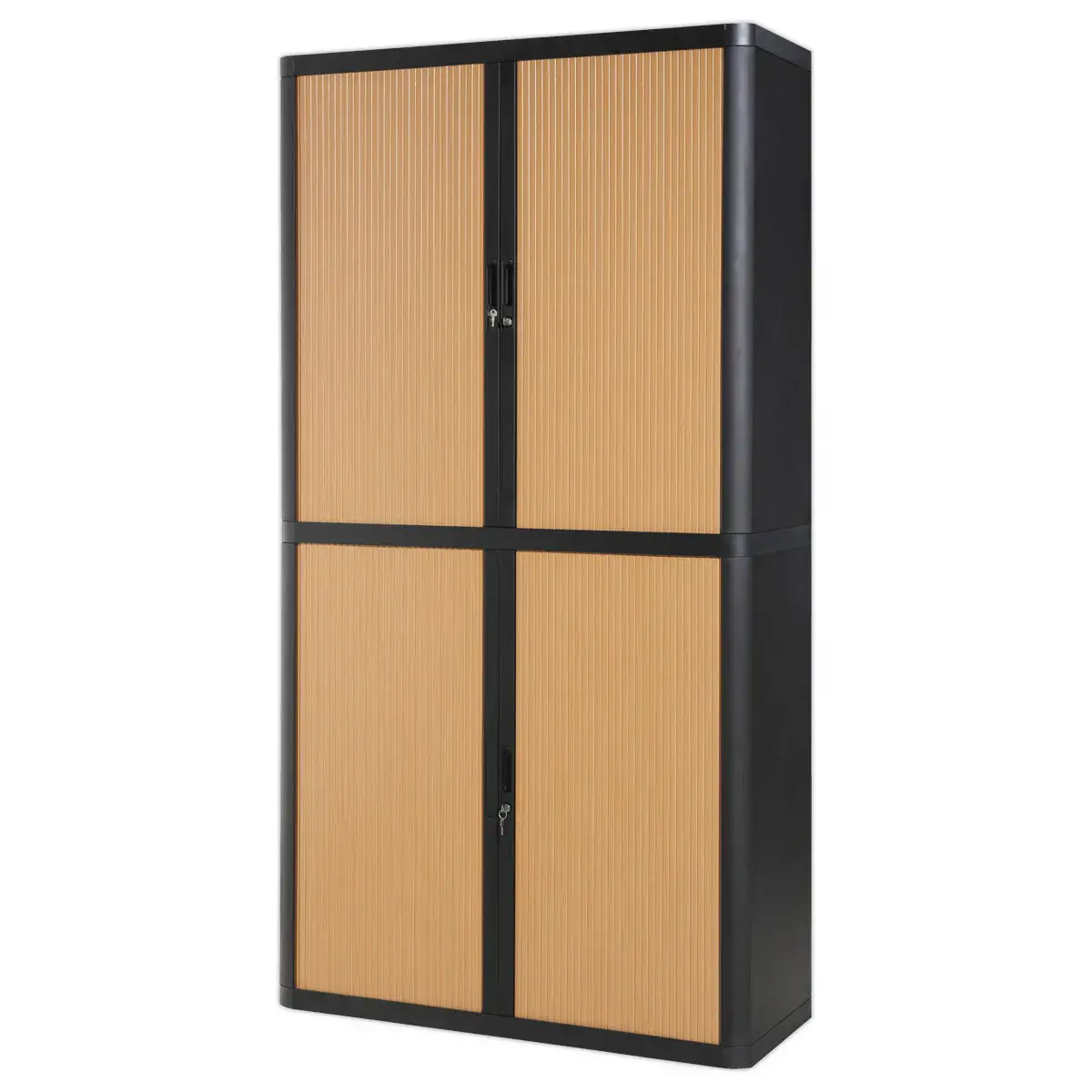 Armoire rideaux EasyOffice - Noir et h&ecirc;tre - PAPERFLOW 